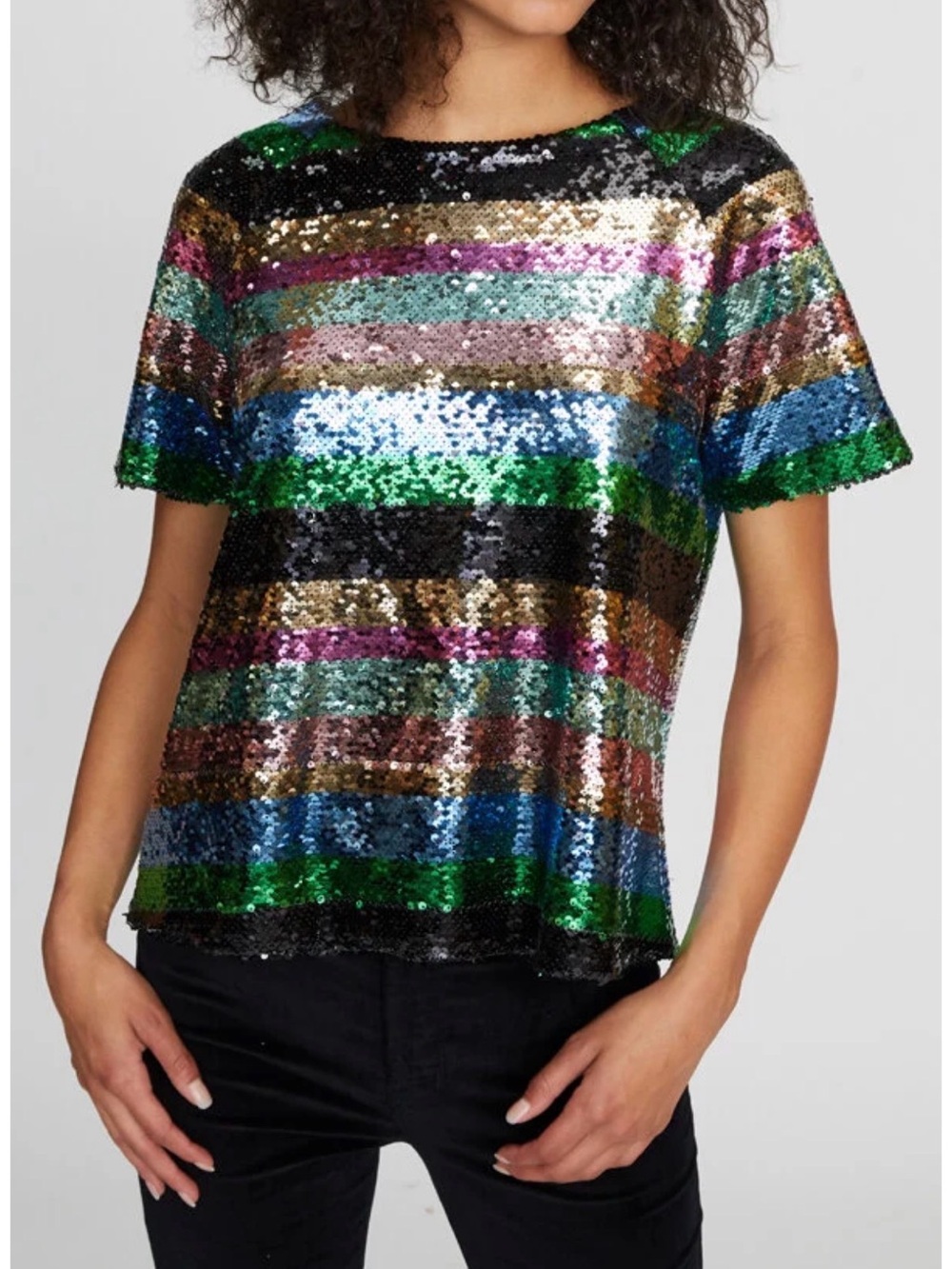 Sanctuary Multicolor Sequin Short Sleeve Tee